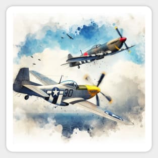 Fantasy illustration of WWII aircraft in battle Sticker